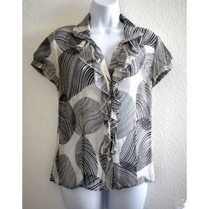 Ann Taylor White with black design Top